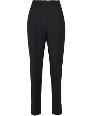 Prada High-Rise Tapered Trousers - Black