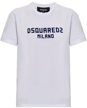DSquared² Logo Printed Crewneck T-Shirt - White