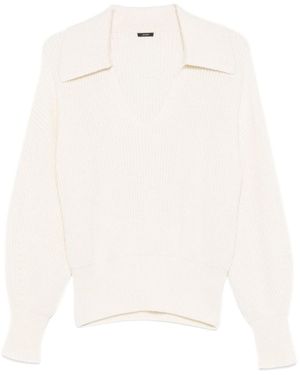 JOSEPH Stitch Open Neck Jumper - White