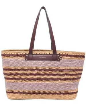 Anya Hindmarch Logo-Detail Striped Shoulder Bag - Brown