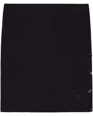 Courreges Courrèges Buttoned Light Ribbed Mini Skirt - Black