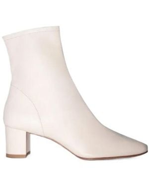 BY FAR Almond-Toe Ankle Boots - Natural