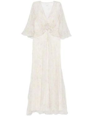 Alberta Ferretti Short Sleeve Dress - White