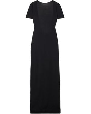 Saint Laurent Open-Back Wool Maxi Dress - Black
