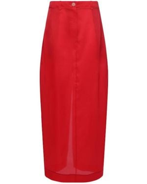 KHAITE Silk Organza Long Skirt - Red