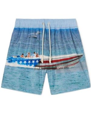Palm Angels Getty Speedyboat Drawstring Swim Shorts - Blue