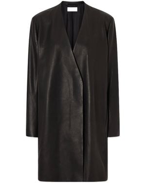 The Row Long-Sleeved Leather Coat - Black