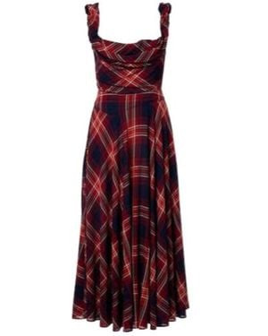 Vivienne Westwood Chichi Draped Plaid Midi Dress - Red