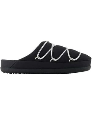 Moon Boot Logo-Embellished Slippers - Black