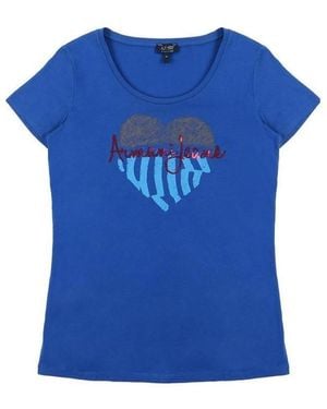 Armani Jeans Round-Necked Logo T-Shirt - Blue