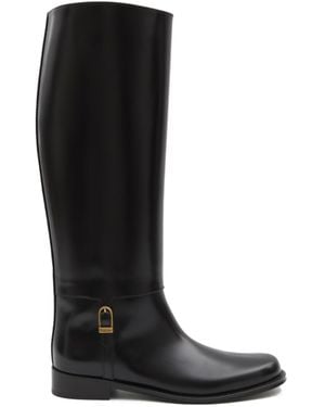 Saint Laurent Julia Logo Engraved Boots - Black