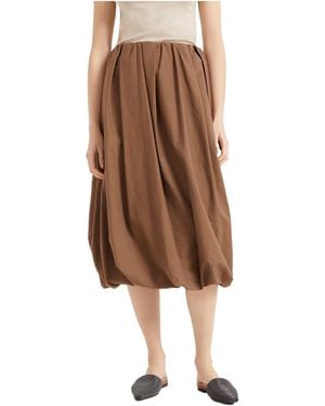 Brunello Cucinelli Puffball Midi Skirt - Brown
