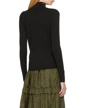 Chloé Hollowed-Out Detail Densely Woven Pullover - Black
