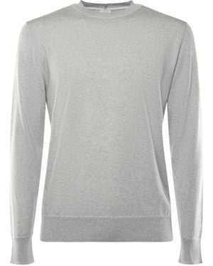 Eleventy Stitch-Detailed Crewneck Knitted Jumper - Grey