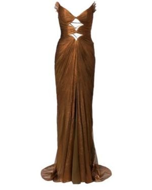 Maria Lucia Hohan Cutout Pleated Silk Gown - Brown