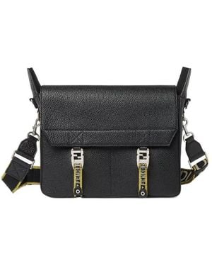 Fendi Cuoio Romano Leather Bag - Black