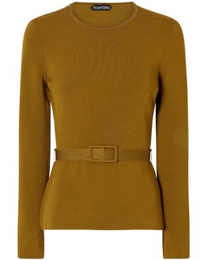 Tom Ford Belted Crepe Blouse - Green
