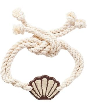 Johanna Ortiz Leather Trimmed Cord Waist Belt - White
