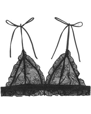 ROTATE BIRGER CHRISTENSEN Ruched Lace Triangle Bra - Black