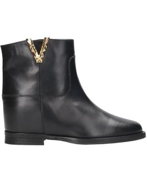 Via Roma 15 Split Detail Short Boots - Black
