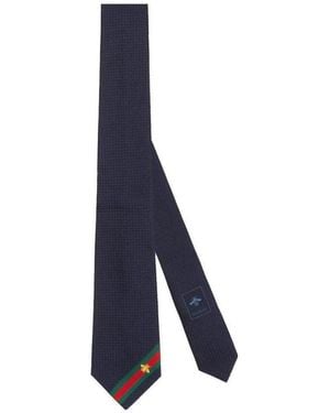 Gucci Bee Web Tie - Blue
