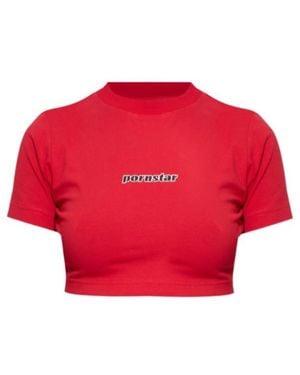 Vetements Logo Embroidered Cropped T-Shirt