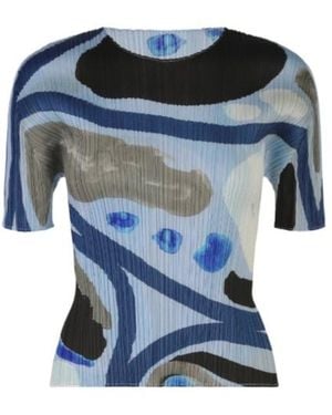 Pleats Please Issey Miyake Crew-Neck Top - Blue