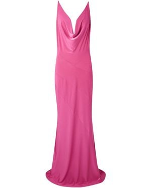 16Arlington Etna Drop-Down Elastic Satin Dress - Pink