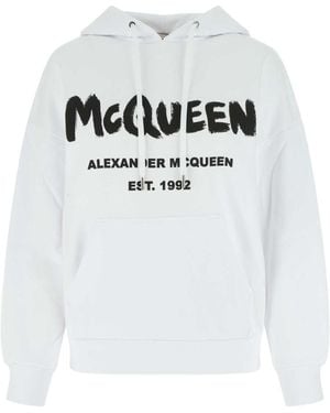 McQueen Logo-Print Drawstring Hoodie - White