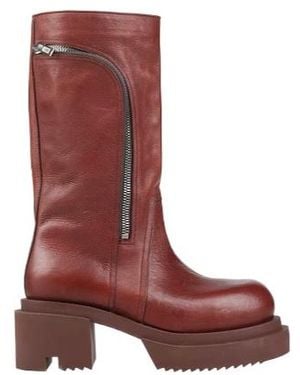Rick Owens Casual Platform Leather Boots - Red