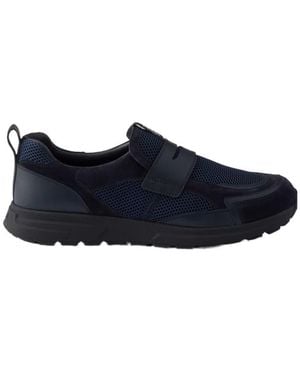 Prada Prax Mesh Fabric And Leather Loafers - Blue