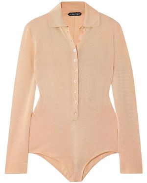 Tom Ford Long-Sleeved Knitted Bodysuit - Natural
