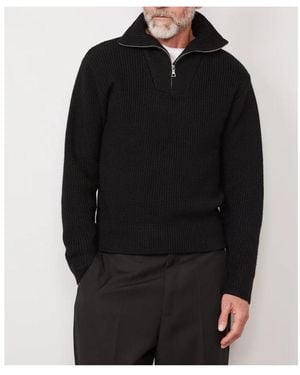 Officine Generale Zipup Ribbed Knit Jacket - Black
