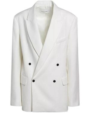 Frankie Shop Double-Breasted Wool-Blend Jacket - White