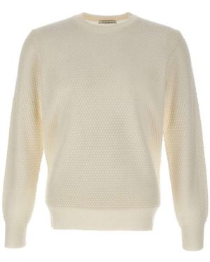 Kangra Cashmere Kangra Textured Crew Neck Knitted Jumper - White