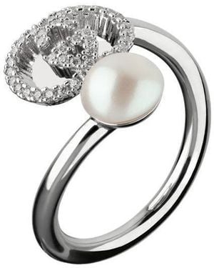 Gucci Pearl And Crystal Ring - Metallic