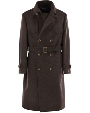Brunello Cucinelli Double-Breasted Belted Coat - Black