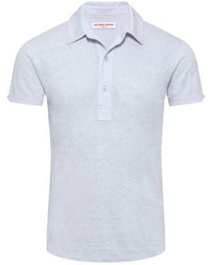 Orlebar Brown Sebastian Linen Tailored Linen Polo - Blue