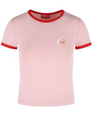 DIESEL Logo Printed Crewneck T-Shirt - Pink