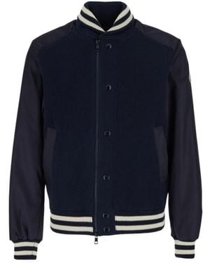 Moncler Paneled Zip-Up Cardigan - Blue
