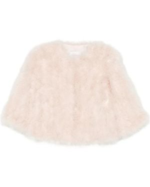 Yves Salomon Feather-Trim Jacket - Natural