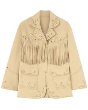 Ermanno Scervino Fringe-Detail Coat - Natural