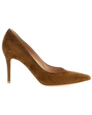Gianvito Rossi Pointed Suede Pumps - Brown
