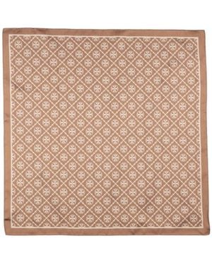 Tory Burch Two-Tone Satin Square Scarf - Natural
