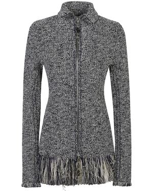 Rabanne Full-Zip Fringed Cardigan - Grey
