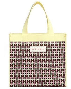 Marni Light And Jacquard Shopping Bag - White