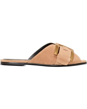 Balmain Flat Suede Leather Anthem Mules - Multicolour