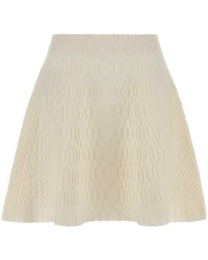 Balmain Flared Knit Skirt - Natural