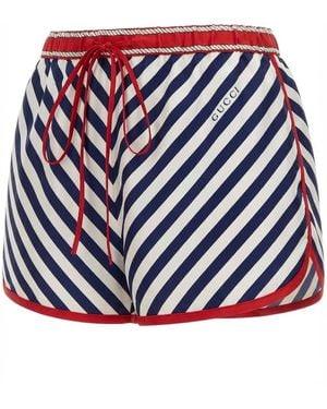 Gucci Striped Drawstring Shorts - Blue
