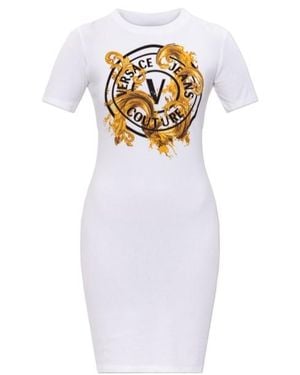 Versace Jeans Couture Couture Baroque Logo T-Shirt Dress - White